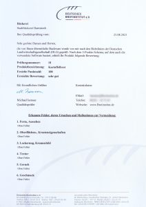 Qualitätsprüfung Kartoffelbrot