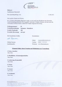 Qualitätsprüfung Steinmetz-Dinkelbrot